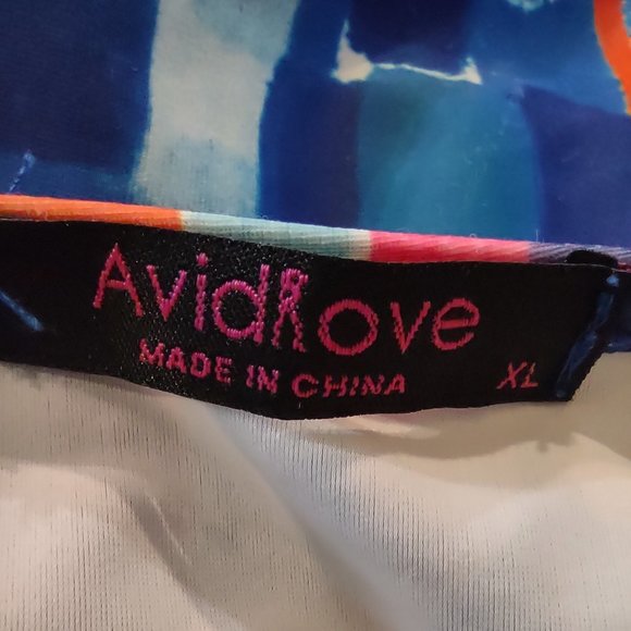 AVID LOVE SWIMSUIT TOP ONLY MULTICOLORED GEOMETRIC WOMAN'S SIZE XL LONG MODEST - Picture 4 of 5